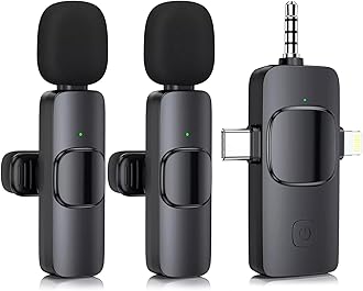 Mini Microphone, 3 in 1 Wireless Microphone for iPhone, iPad, Android, Camera, Professional Wireless Lavalier Lapel Mics for Recording, YouTube, TikTok