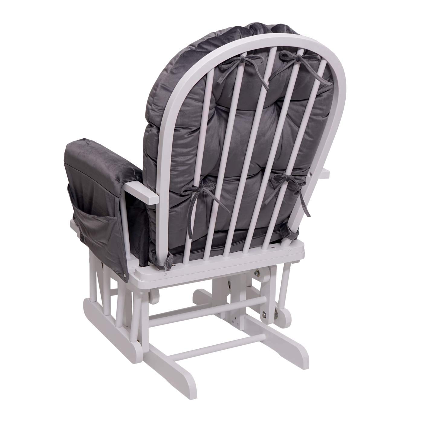 Mendler Relaxsessel HWC-C76, Schaukelstuhl Sessel Schwingstuhl mit Hocker - Samt, grau, Gestell weiß
