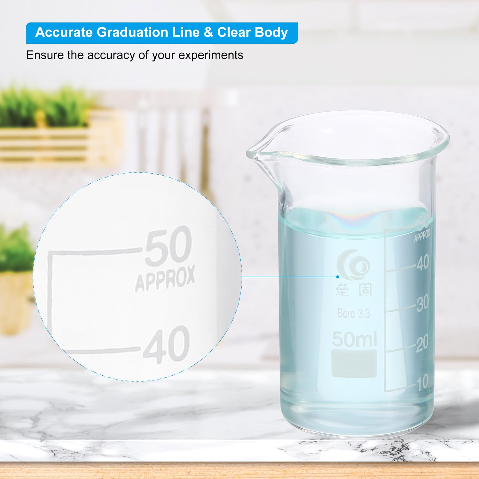 PATIKIL 500/1000/2000ml Becher Bas En Verre, 3Pcs 3.3 Bechers En Verre Borosilicaté Gradués Avec Bec Verseur Pour Expérience De Laboratoire, Cuisine Et Pâtisserie, Transparent