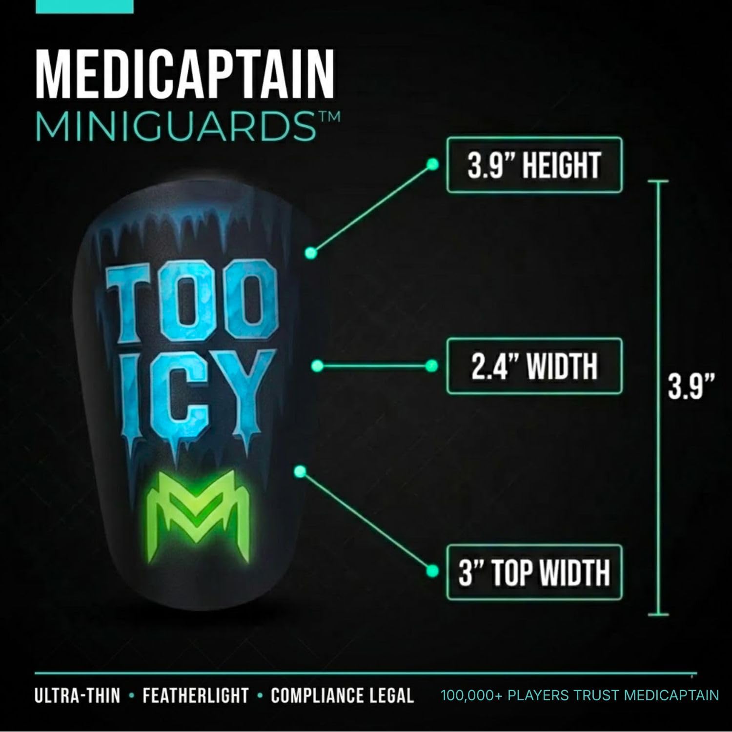 MediCaptain MiniGuards - Mini ochraniacze na golenie dla piłkarzy - Małe ochraniacze na golenie dla mężczyzn, kobiet, nastolatków - miniaturowe ochraniacze na golenie 9,9 x 6,1 cm - idealne dla