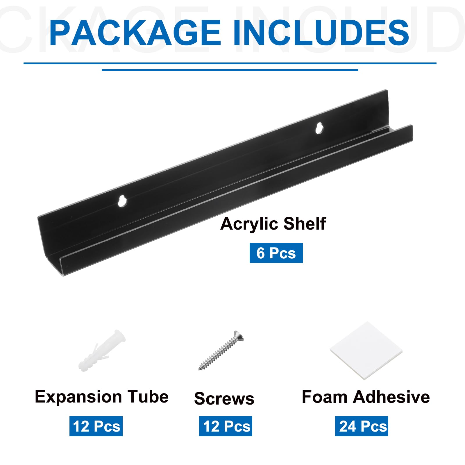 MECCANIXITY Soporte de pared acrílico para discos de vinilo de 15 pulgadas, estantes flotantes para pared, hogar, oficina, tienda, negro, paquete de 6
