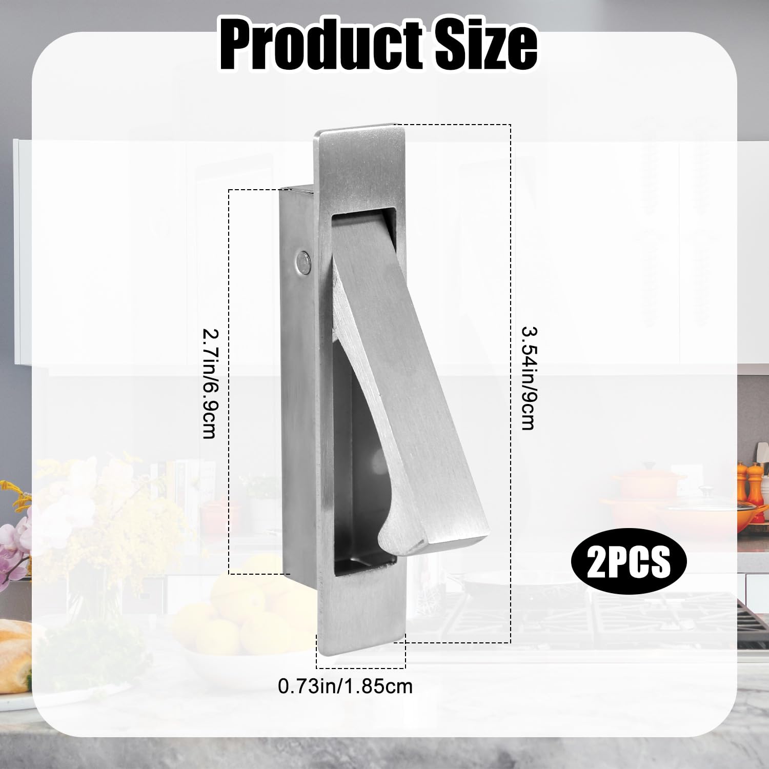 XIHIRCD 2pcs Pocket Door Edge Pull Finger, 304 Stainless Steel Pocket Door Handle Hidden Door Latch Hardware for Pocket Sliding Doors Bathroom Closet Hallway Laundry (Silver) - Image 2