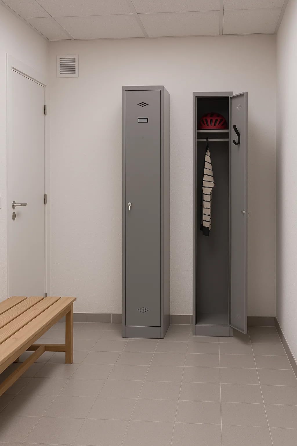 Spacio Taquilla Metalica 180cm, Taquillas Vestuario, Armario Metalico con hasta 8 Compartimento y 8 Puertas con Cerradura, Armarios Archivadores para Oficinas, Gris Ral 7035 (1 Cuerpo con 1 Puerta)