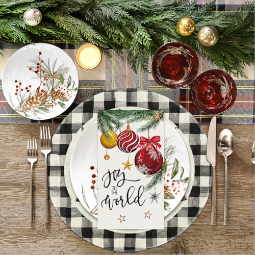 Horaldaily 100 Christmas Disposable Paper Decorative Guest Napkins, Xmas Balls for Party Lunch Dinner Kitchen Bathroom Decoration – Image 4