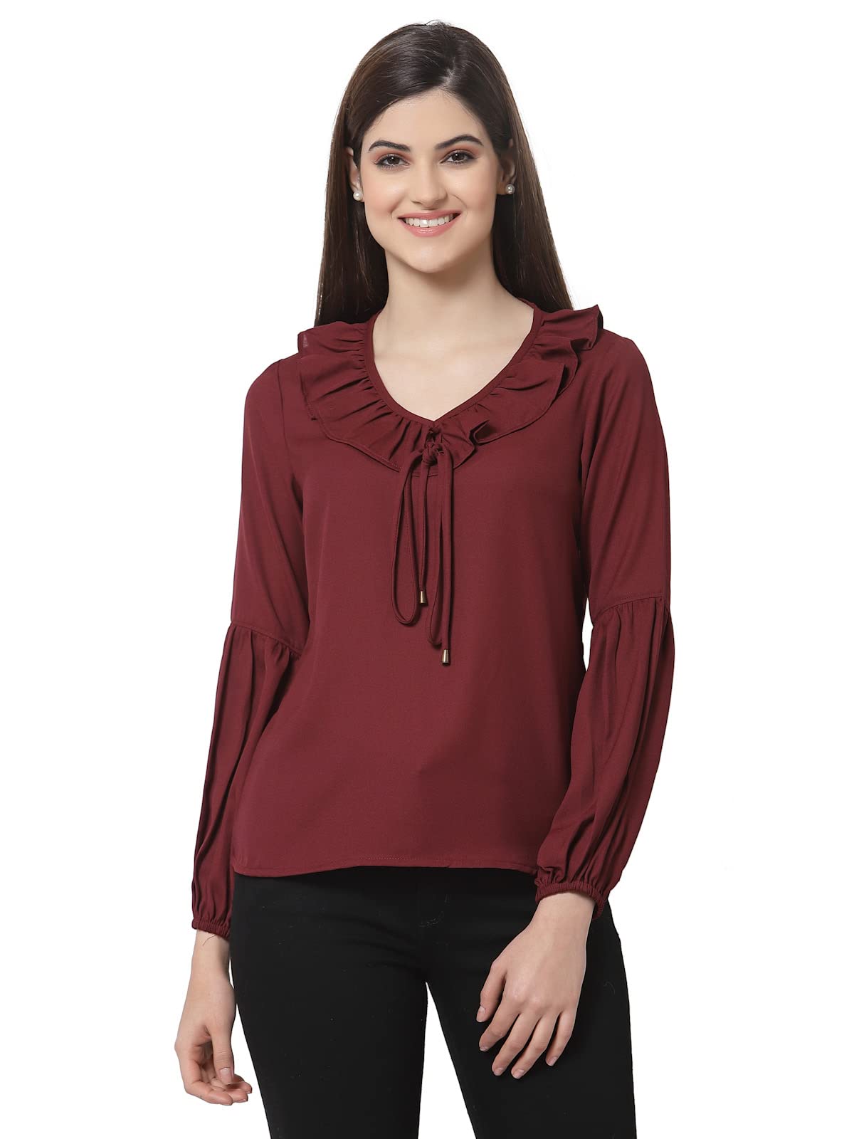 style quotient Women Maroon Solid Tops-picture-22