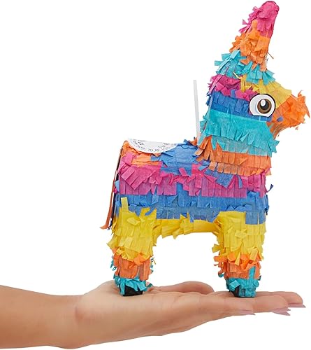 Miniatura 3 de Paquete de 3 mini piñata de burro para fiesta de cumpleaños, piñata mexicana para suministros de fiesta del Cinco de Mayo (5.5 x 9.25 x 2.15