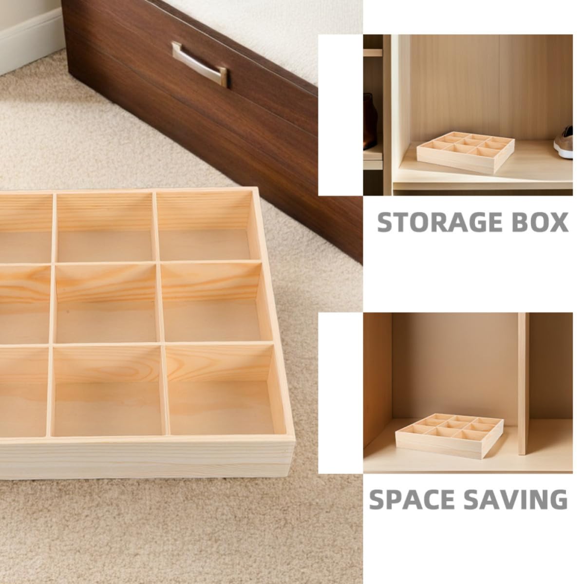 INOOMP Organizzatore Cassetto Multi-scomparto 2 Pezzi in Legno