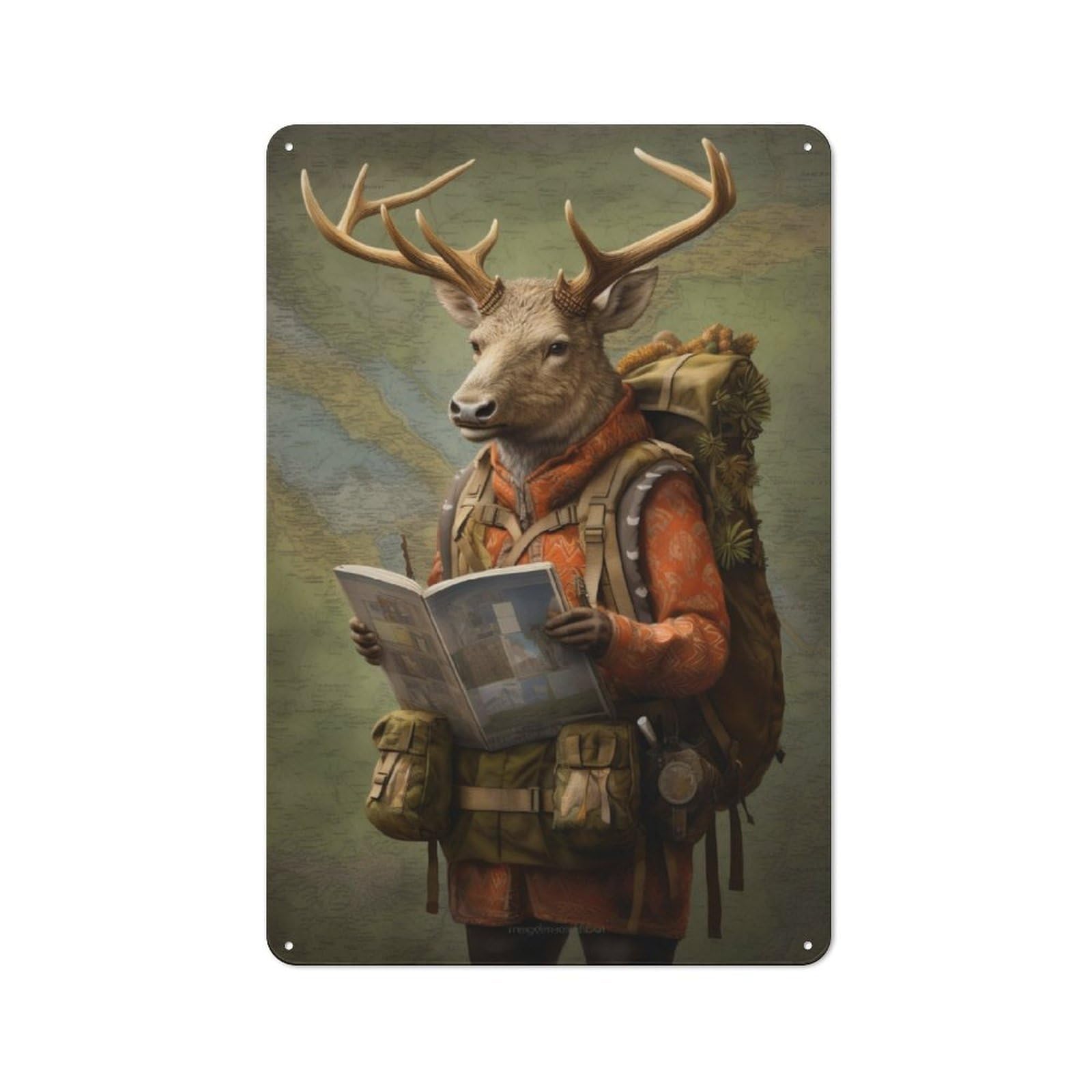 Junmoney Travel Guide Deer For Garden Room Or Summerhouse, Vintage Tin Sign 30X20cm, A Metal Wall Feature For Garden Rooms And Summerhouses