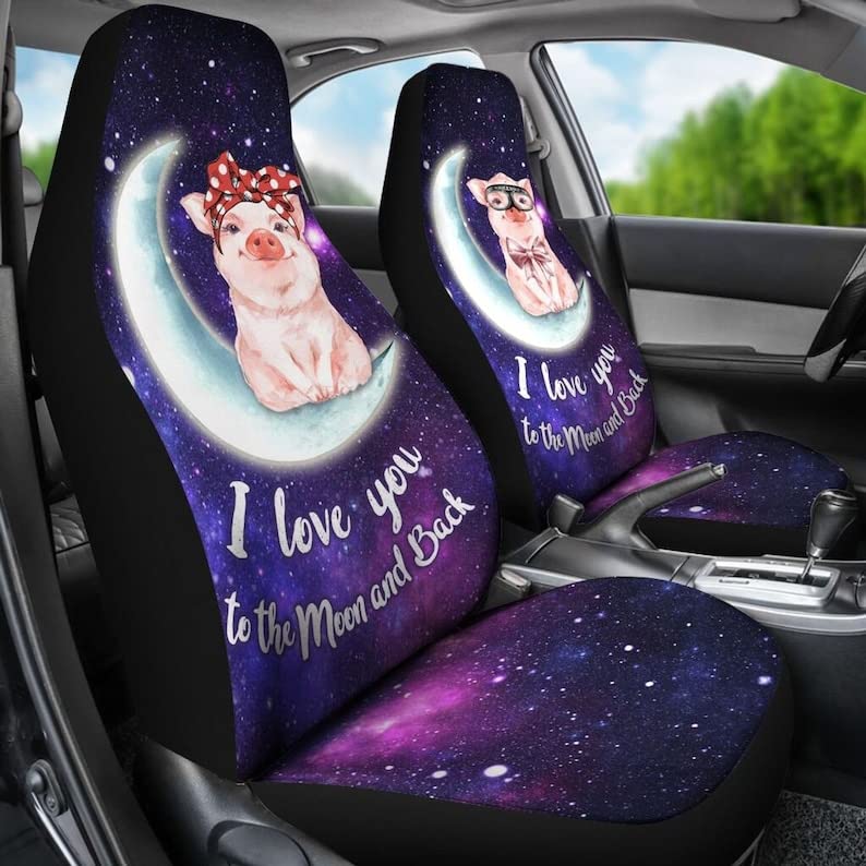Siège De Voiture Housse De Siège Je t'aime À La Lune Et Au Cochon Car Seat Cover Impression en 3D Accessoires Auto Interieur Taille Universelle Housses Siège Auto...