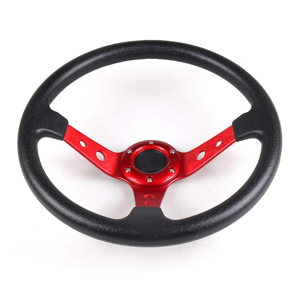 14inch 350mm PU Leather Car Racing Steering Wheel red With Adapter Plate Silver 70mm PCD For Logitech G29 G920 G923 For Racing Game (red+silver)
