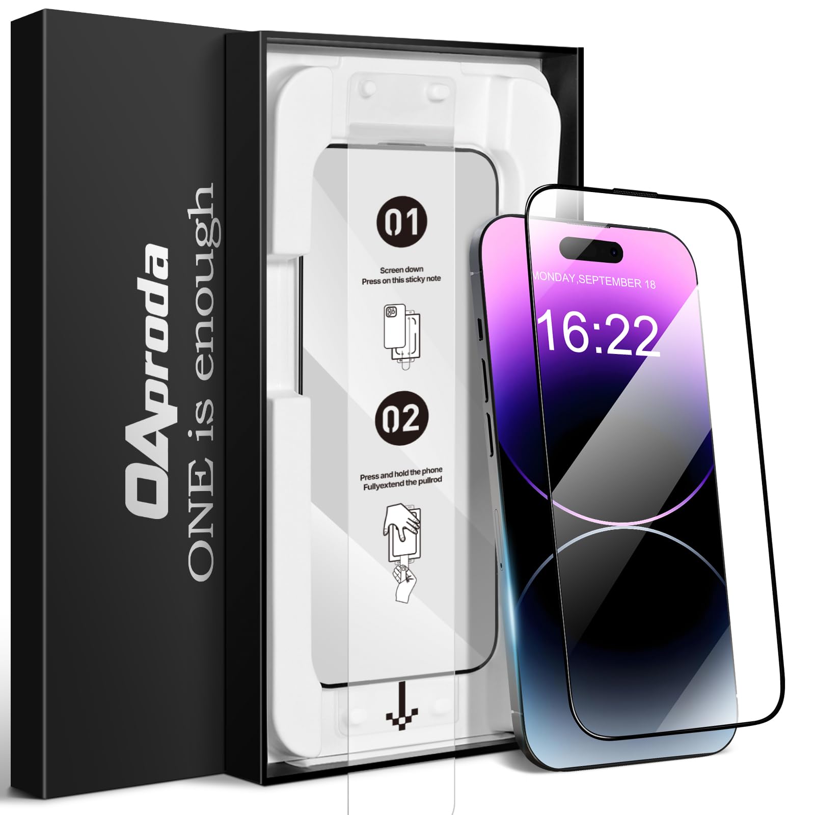 全面保護 ガラスフィルム iPhone 14 Pro 用 ガイド枠付き iPho Amazon | 【新型ガイド枠 超簡単貼り付け】OAproda ガラスフィルム