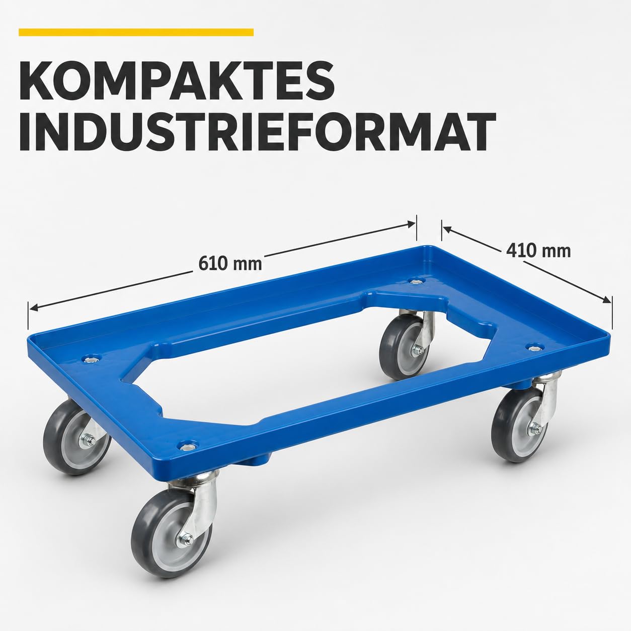 GERSO Socle Roulant Bleu pour caisses Euro 600 x 400 mm – Chariot de Transport en Plastique HDPE avec 4 Roues pivotantes Ø 100 mm – Charge maximale 300 kg