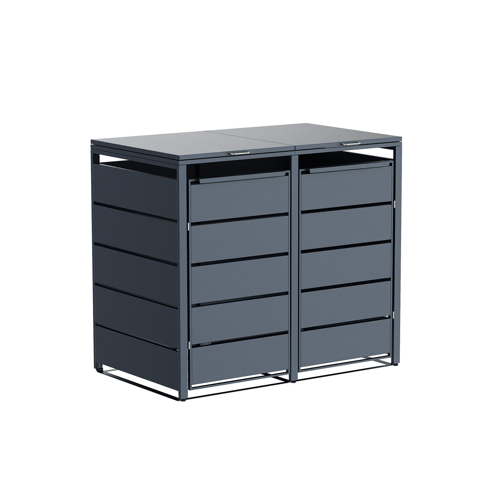 Mülltonnenbox für 2 Tonnen, Mülltonnenverkleidung mit Klappdeckel, Anthrazit