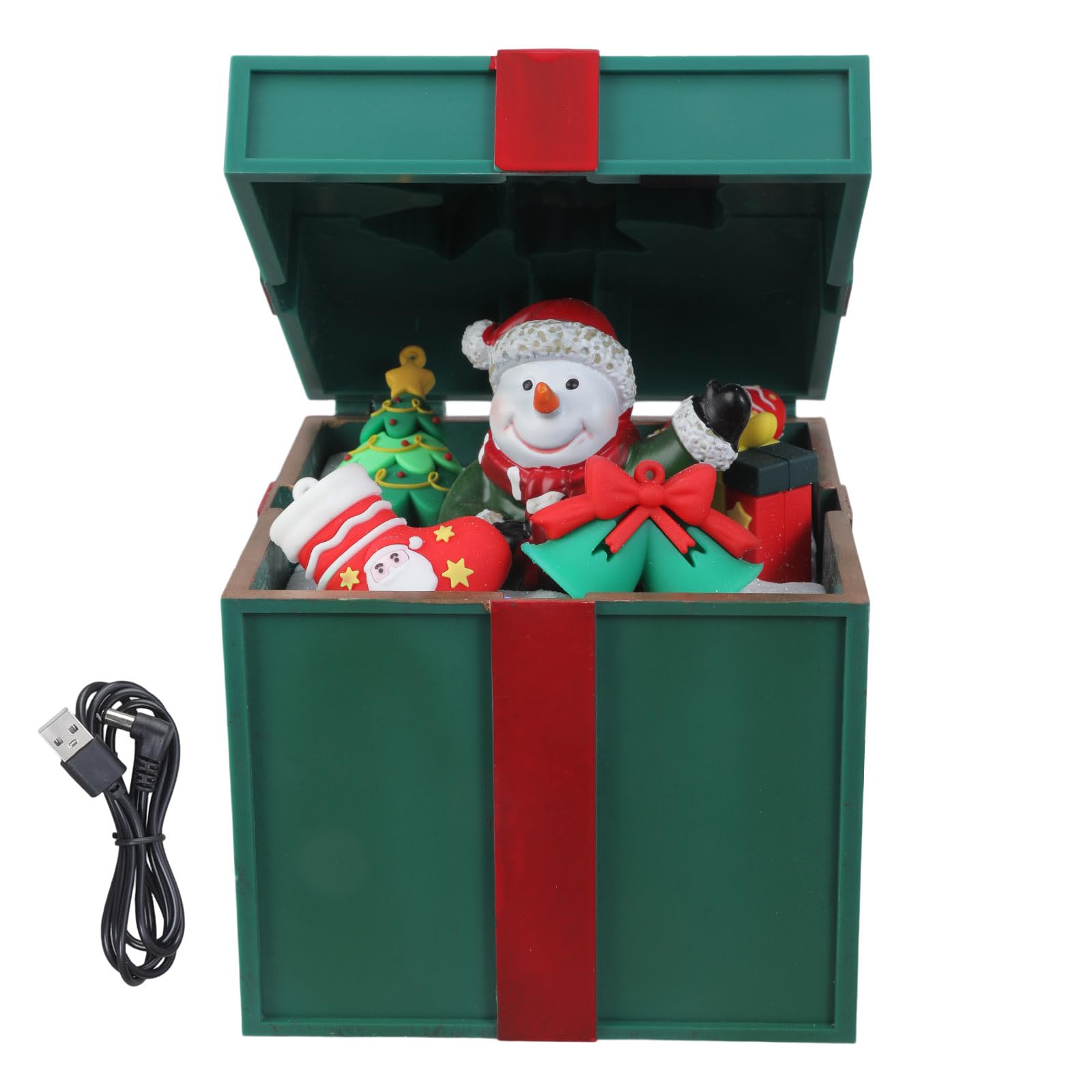 Hredyqw Up Christmas Music Boxes Featurings Festives Melodies Construction Battery USB Powereds Christmas Music Boxes with LED Light