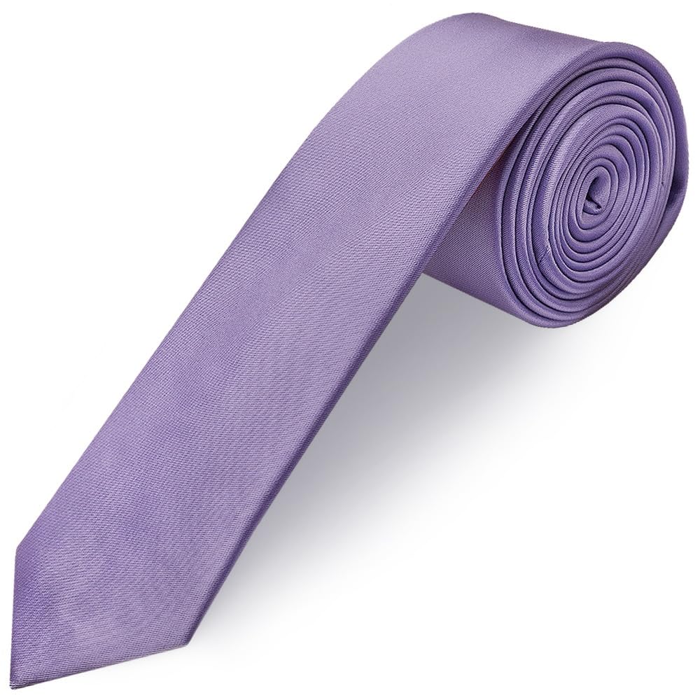 Ties R Us Men's Purple & Lilac Lavender Satin Skinny Tie Wedding Christening Prom Tie
