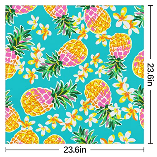 Tropical Pineapple Square Silk Hair Scarf for Women, Lightweight Summer Head Scarf for Girls Wedding Travel Yoga Handkerchief Shawl Sunscreen Scarves Hair Accessories 23.6 Inches2