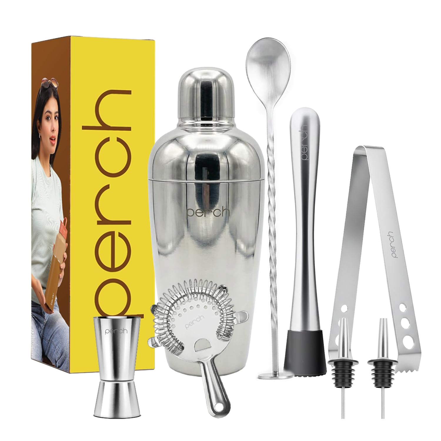 Perch Craft 6-Piece Stainless Steel Bartender Kit -8