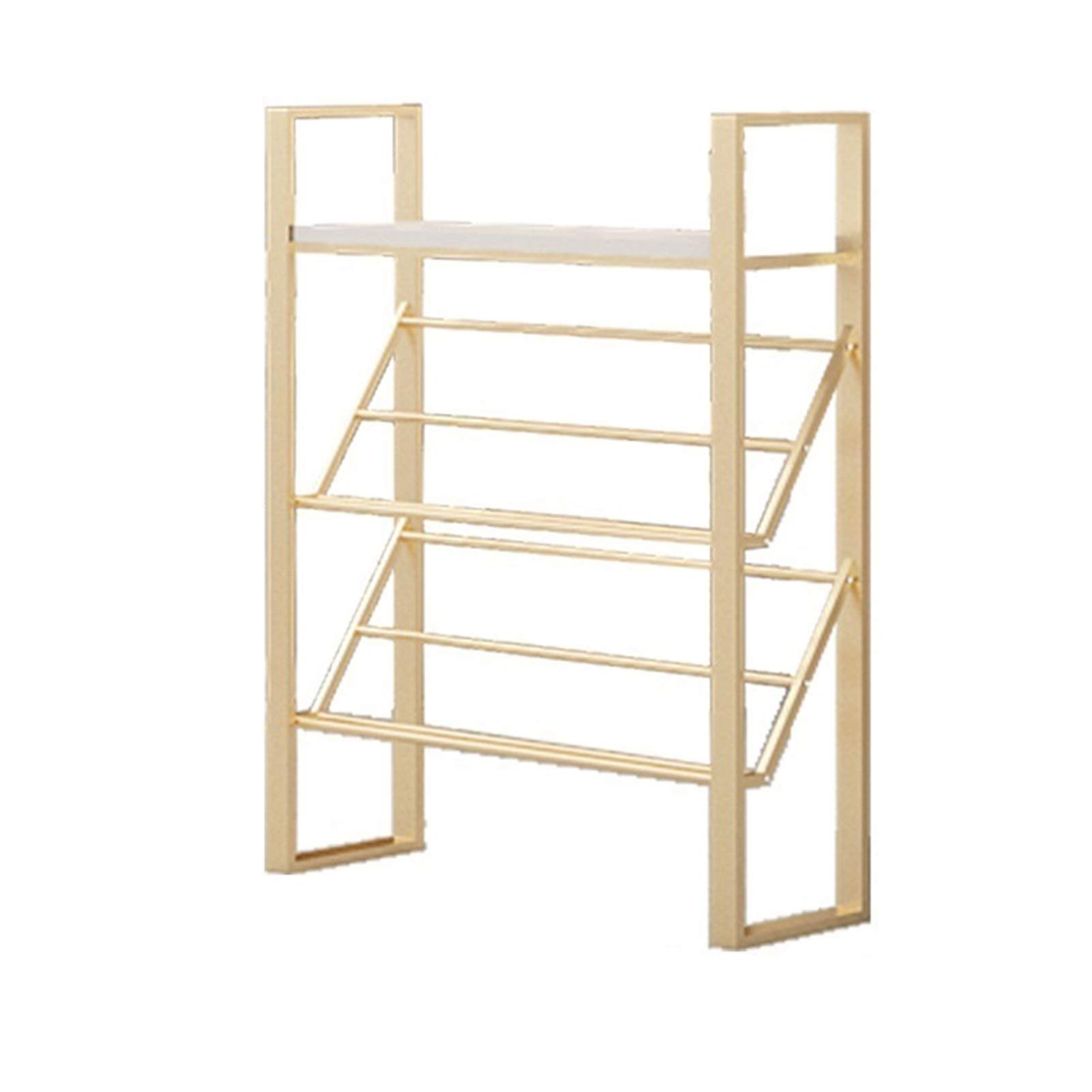 Scarpiera 3 livelli di stoccaggio di ferro da letto del corridoio del salotto del corridoio Camera da letto del bagno o del corridoio Scaffali di stoccaggio del metallo Golden Scaffale Portascarpe ( S