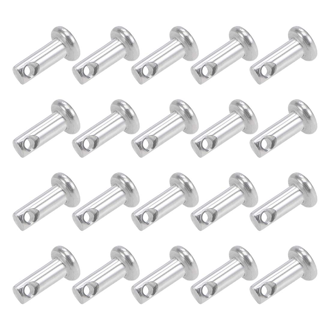 sourcing map Single Hole Clevis Pins - 3mm X 8mm Flat Head 304 Stainless Steel Link Hinge Pin 20Pcs