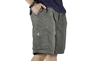 Mens Cargo Shorts with Elastic Waist Drawstring