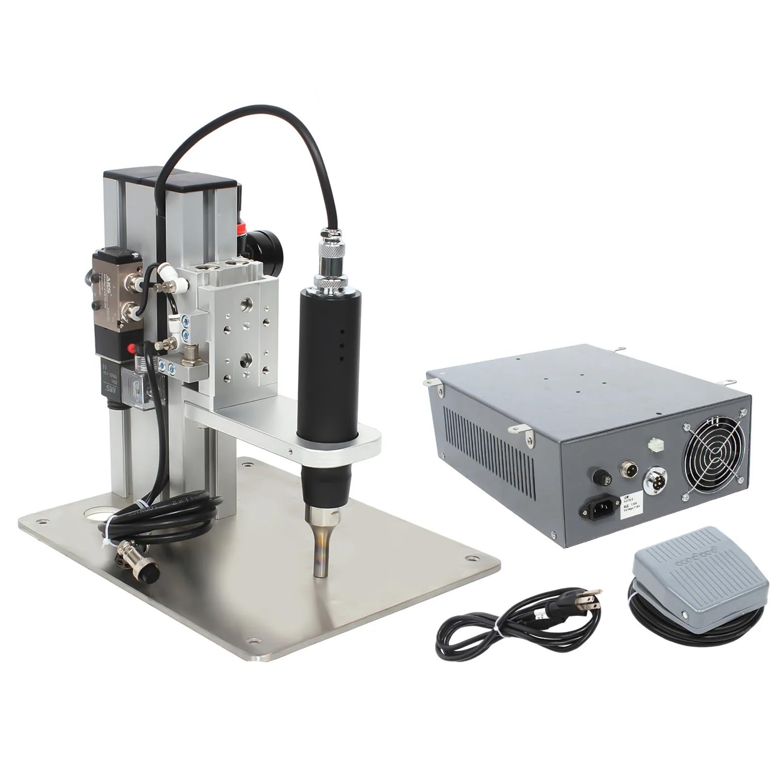 Ultrasonic Butt Welder, 500W 35KHz Air Cool Pneumatic Cloth Spot Welding Machine, Direct & Conduction Fusing, Overheating Protection, for Sewing Underwear, Swimwear, Masks, Etc