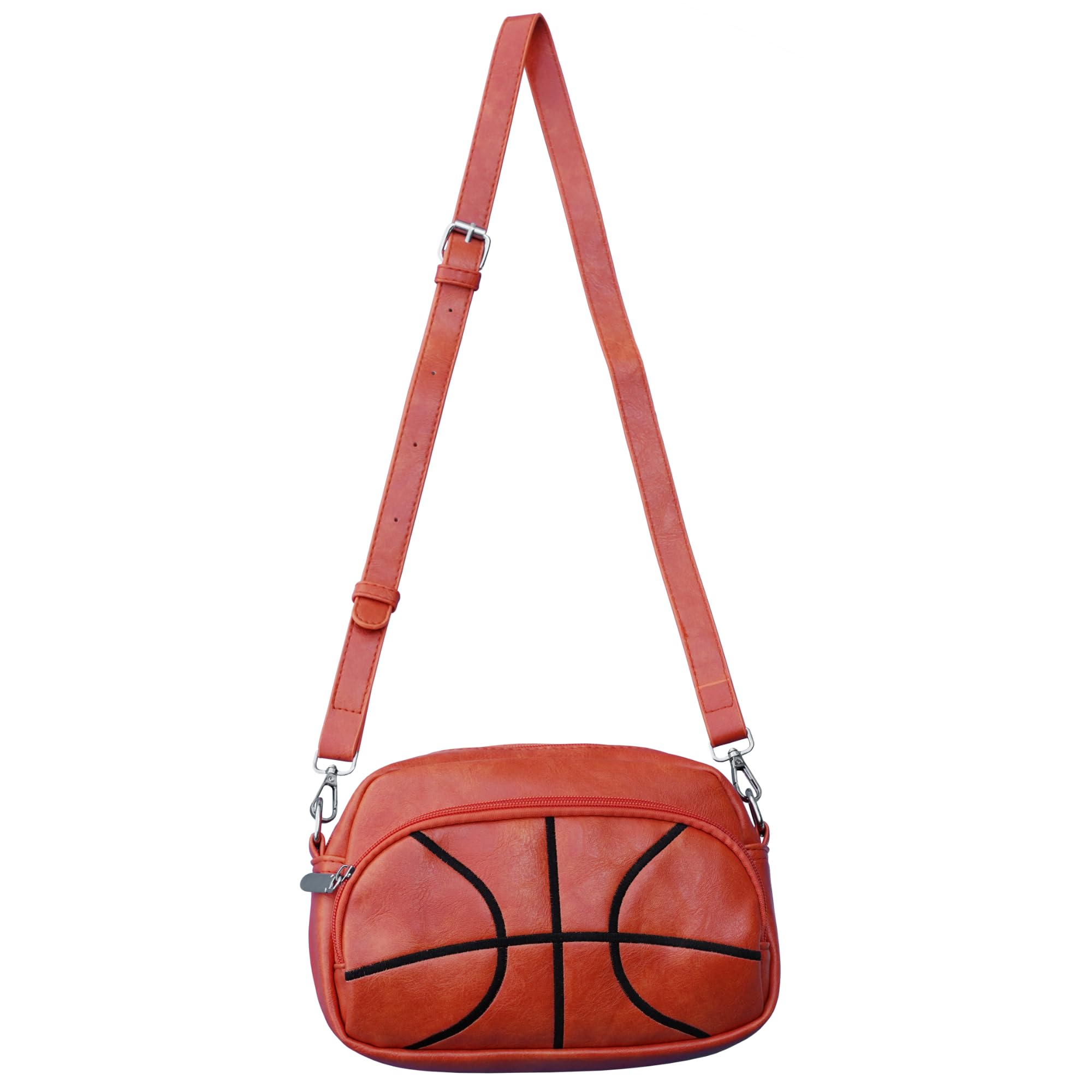 Basketball Crossbody Purse Bag for Women Faux Leather Sporty Stadium Events Handbag with Adjustable Strap Trendy Cross Body