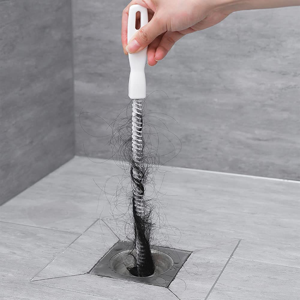 VIKSAUN 2 Piezas Cepillo de Limpieza para Desagüe, 45cm Cepillo de Limpieza de Tuberías Flexible, Herramienta de Drenaje para Eliminar Pelos y Desatascar, para la Limpieza de Baño Cocina (2 Piezas)