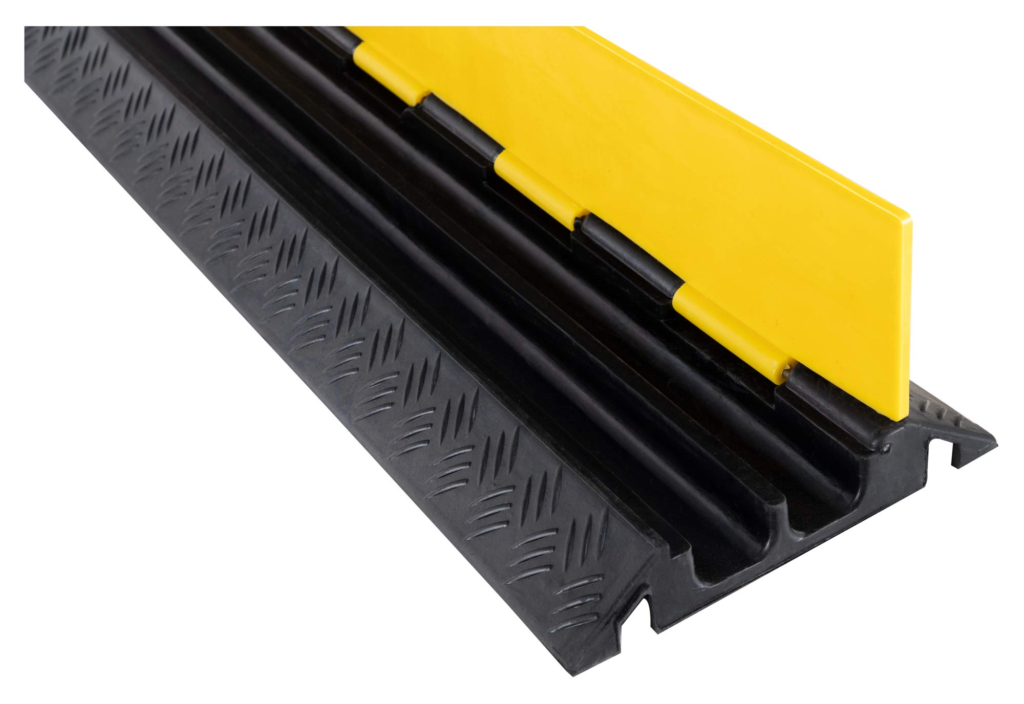 Pronomic Protector 2-100L V3 Kabelbrücke 2-Kanal mit V-Steckverbindung - 100 x 25 x 5 cm - Kabelkanal aus Kunststoff für Veranstaltungen - Kabel Überfahrschutz für Boden - Schwarz/Gelb