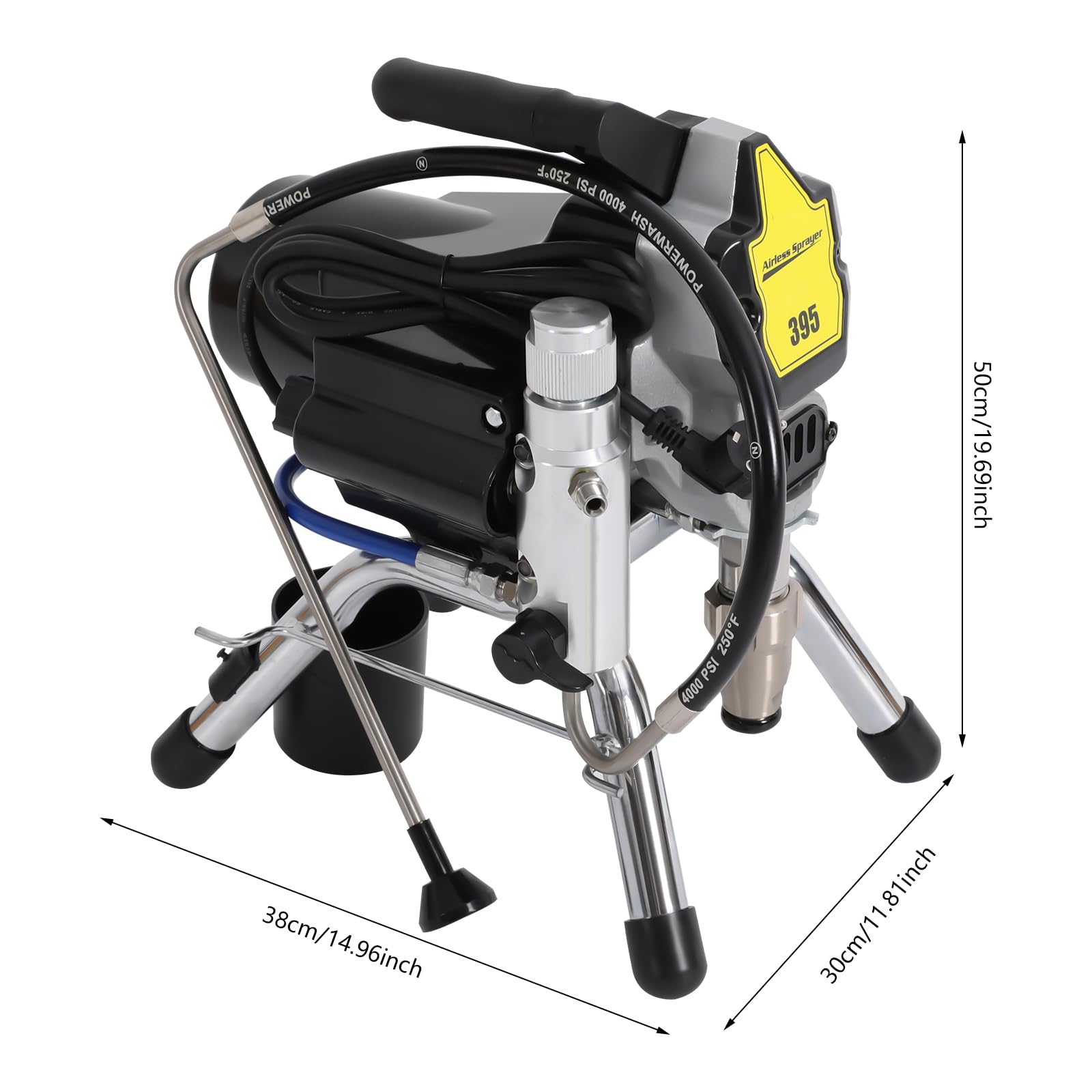 Pulverizador de pintura profesional sin aire, 3000 W, regulador de presión, pulverizador de pintura de 23 Mpa, sistema de pulverización de pintura sin aire, alta presión, 2,7 litros/min