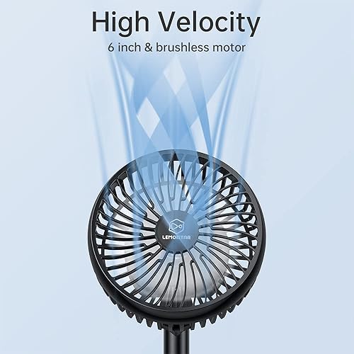 Vista 3 de 6 Inch Desk Fan for Bedroom, USB Small Fan with 4 Speeds, Adjustable Height, Personal Cooling Table Fan, 72°Rotation, Ultra Quiet, Lightweight, Black