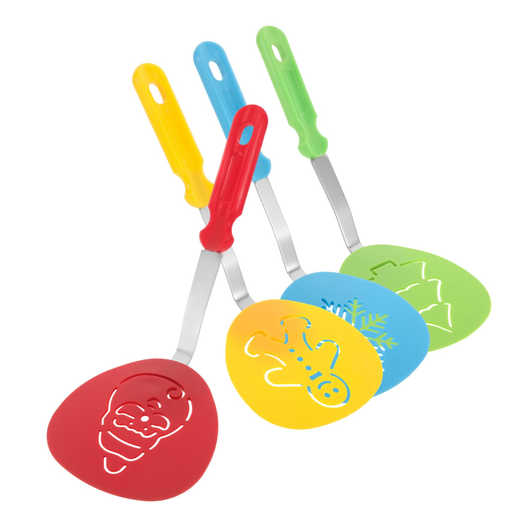 Homoyoyo 4pièces Spatules de Cuisine Antiadhésives Nylon pour Noël de Ustensiles de Pâtisserie avec Motifs de Flocons Sapins
