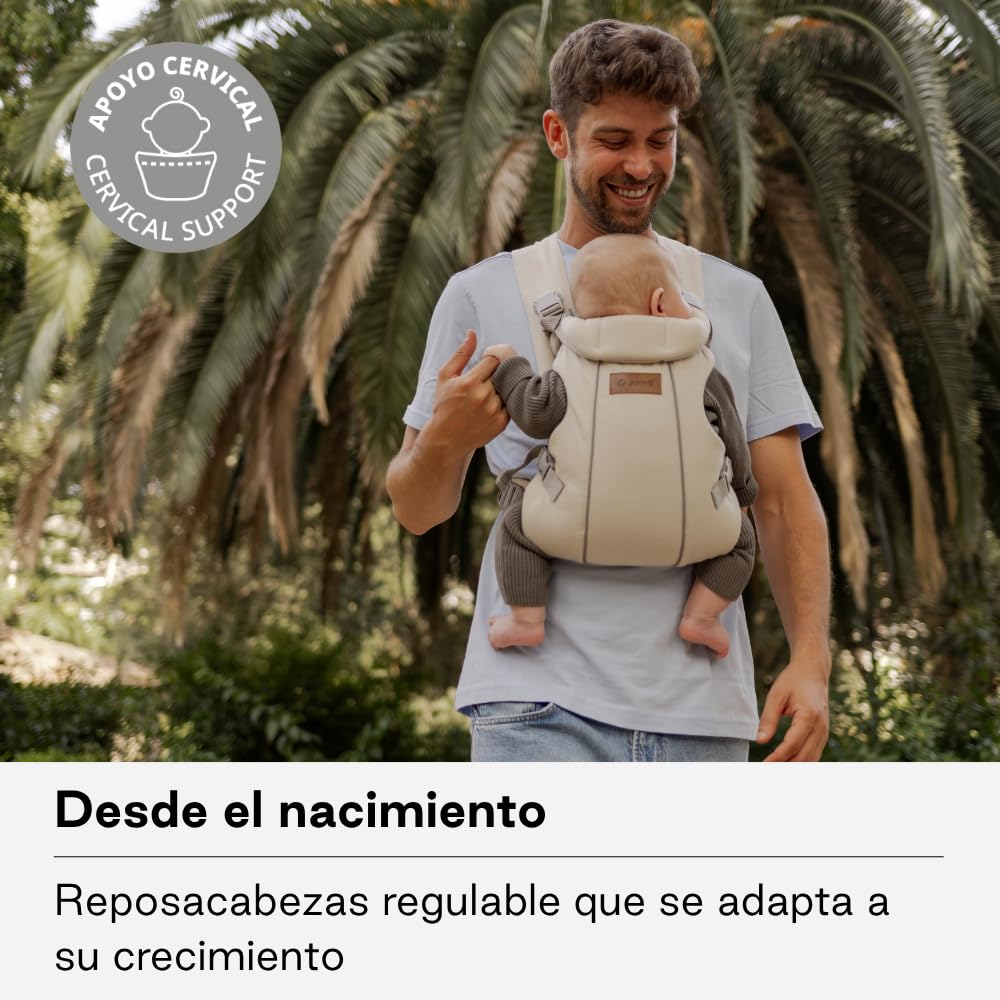 Jané Dual Porte-Bébé Ergonomique, Dès la Naissance (3,5–15 kg), 3 Positions, Rembourré et Respirant, Beige
