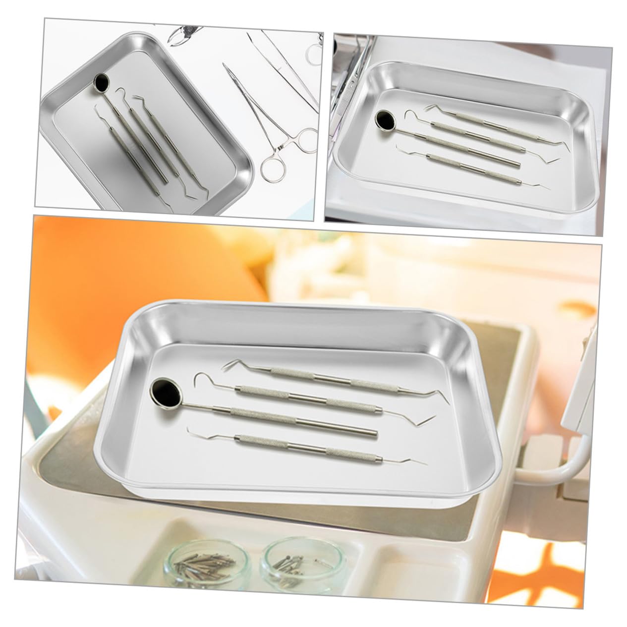 3 Piezas Bandejas de Acero Inoxidable con Profundo para Barbacoa Horno y Organización de Alimentos Aptas para Cocina y Buffet