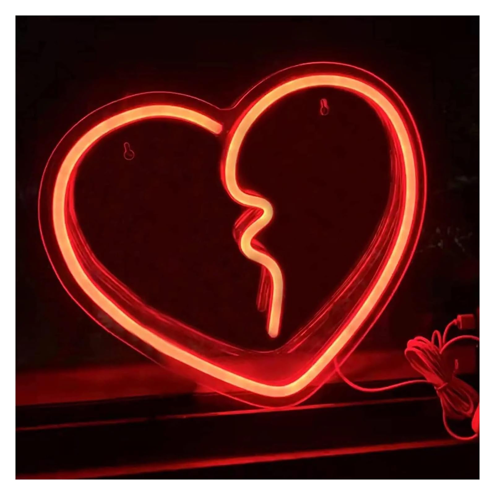 Luces Art Decoration Christmas Letrero Luminoso - De Neón Con Corazón Roto, Decoración De Pared De Barra LED (35x30 CM), Decoración Acrílica Para Habitación