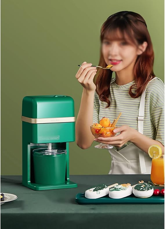 Ice Cream Maker Ice Cream Machine Home Small Homemade Mini Fruit Ice Cream Automatic Ice Cream Cone Machine Color: Green, Size: 17.5X32X16CM