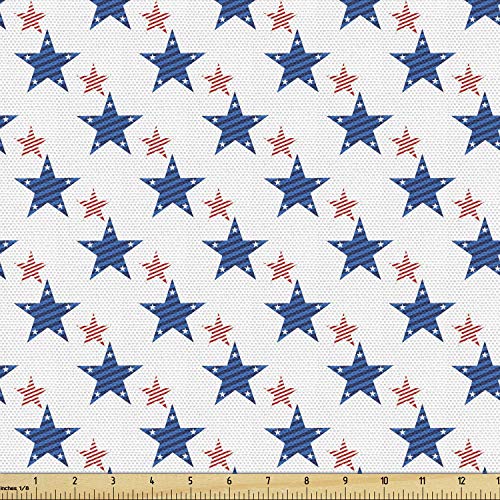 Ambesonne-Independence-Day-Fabric-by-The-Yard-American-Patriotic-Style-Concept-of-Striped-Stars-Decorative-Fabric-for-Upholstery-and-Home-Accents-1-Yard-White-Cobalt Ambesonne Independence Day Fabric by The Yard American Patriotic Style Concept of Striped Stars Decorative Fabric for Upholstery and Home Accents 1 Yard White Cobalt