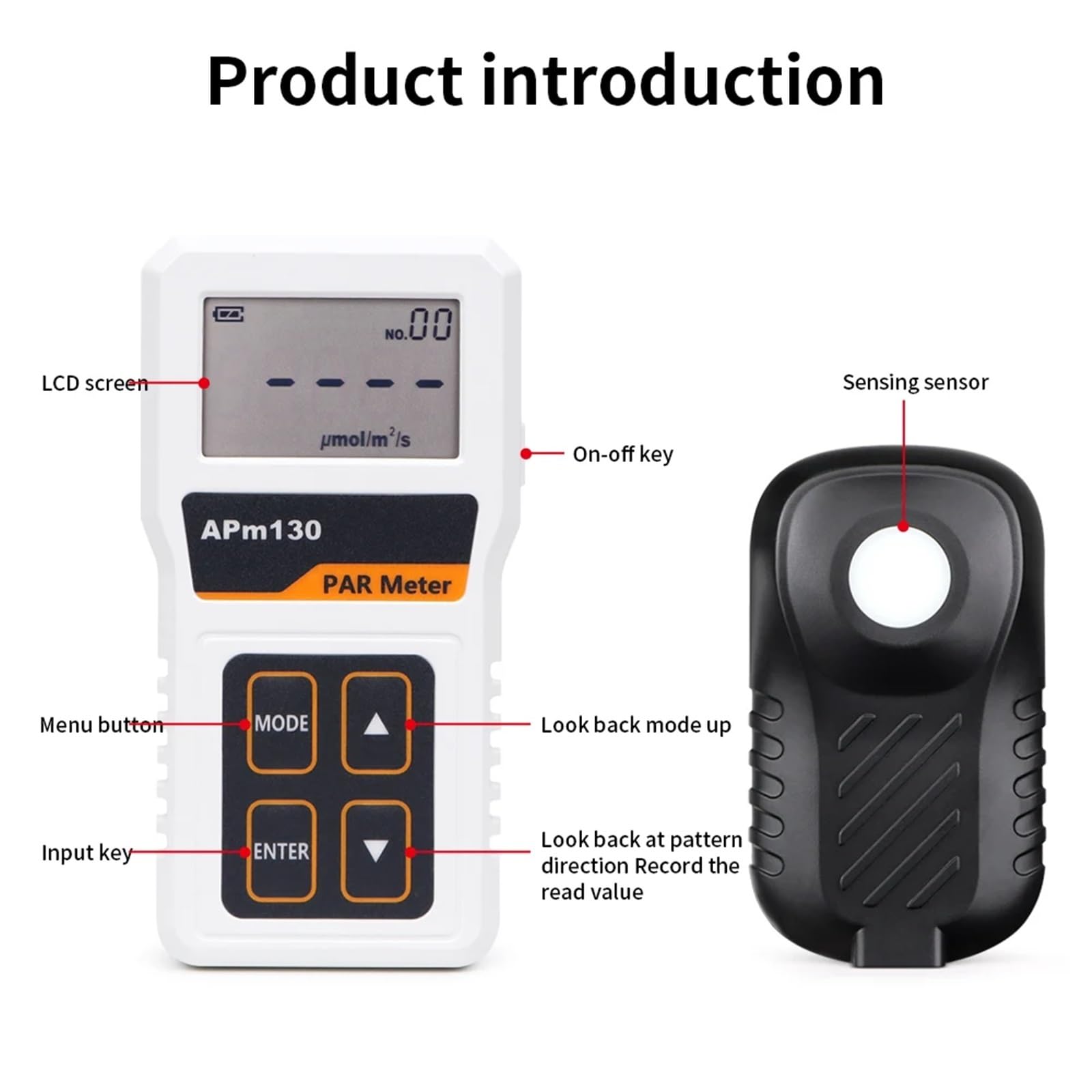 Luxmeter, APM130 PAR Meter Hochpräziser Lichtintensitätstester Digitales Lichtenergiemessrät PPFD-Messung for Pflanzenwächshäuser