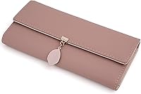 Vista 150 de UTO - Cartera pequeña RFID de piel sintética con dije de hoja, cierre de cremallera y tarjetero.