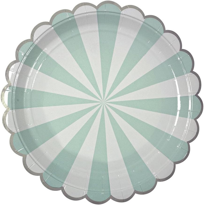 Toot Sweet9781625684783 Mint Striped Plates Large Meri Meri