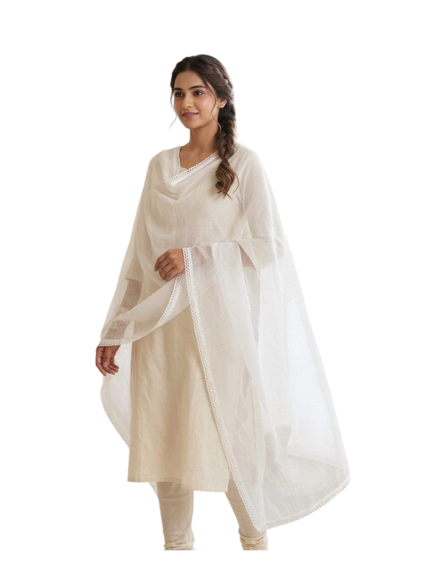 Amritsari Kota Doria Cotton White Dupatta for Women & Girls best Rakshabandhan Gift for sister mother and wifey-picture-46