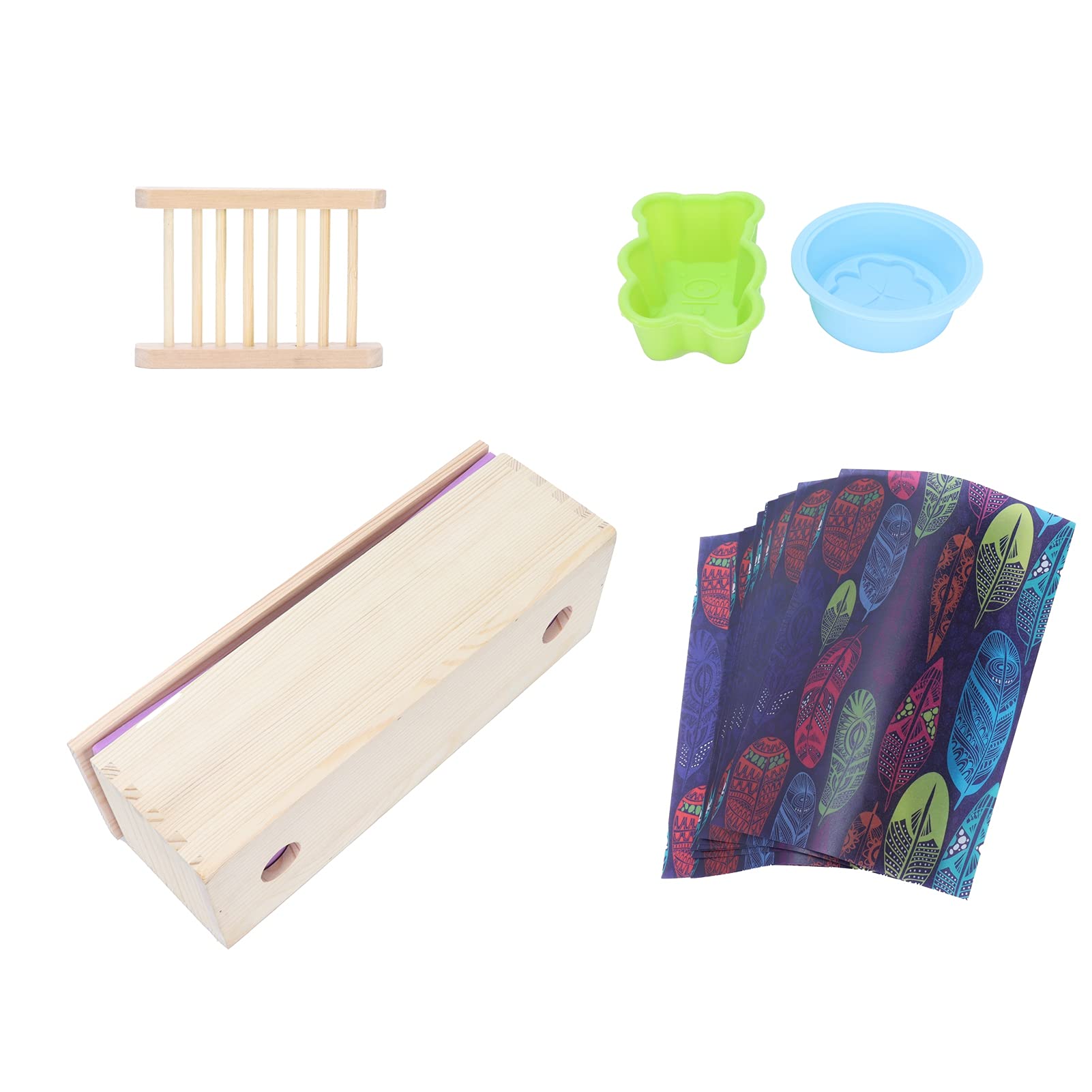 Kit de forma de jabón de silicona para bricolaje |4 en 1 con caja de madera |para (Purple)