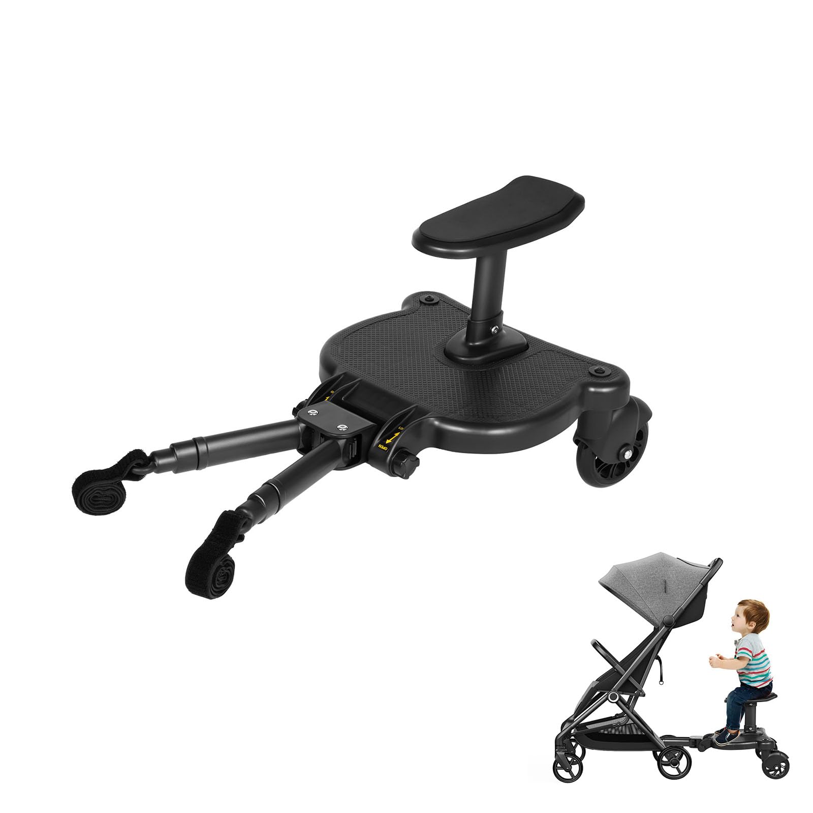 Hamac Poussette, Hamac Poussette Deuxième Enfant, Planche Poussette Universelle avec 25kg Charge et Planche 33x24.5cm, Planches à Roulettes pour Bébé et 3-7 Ans