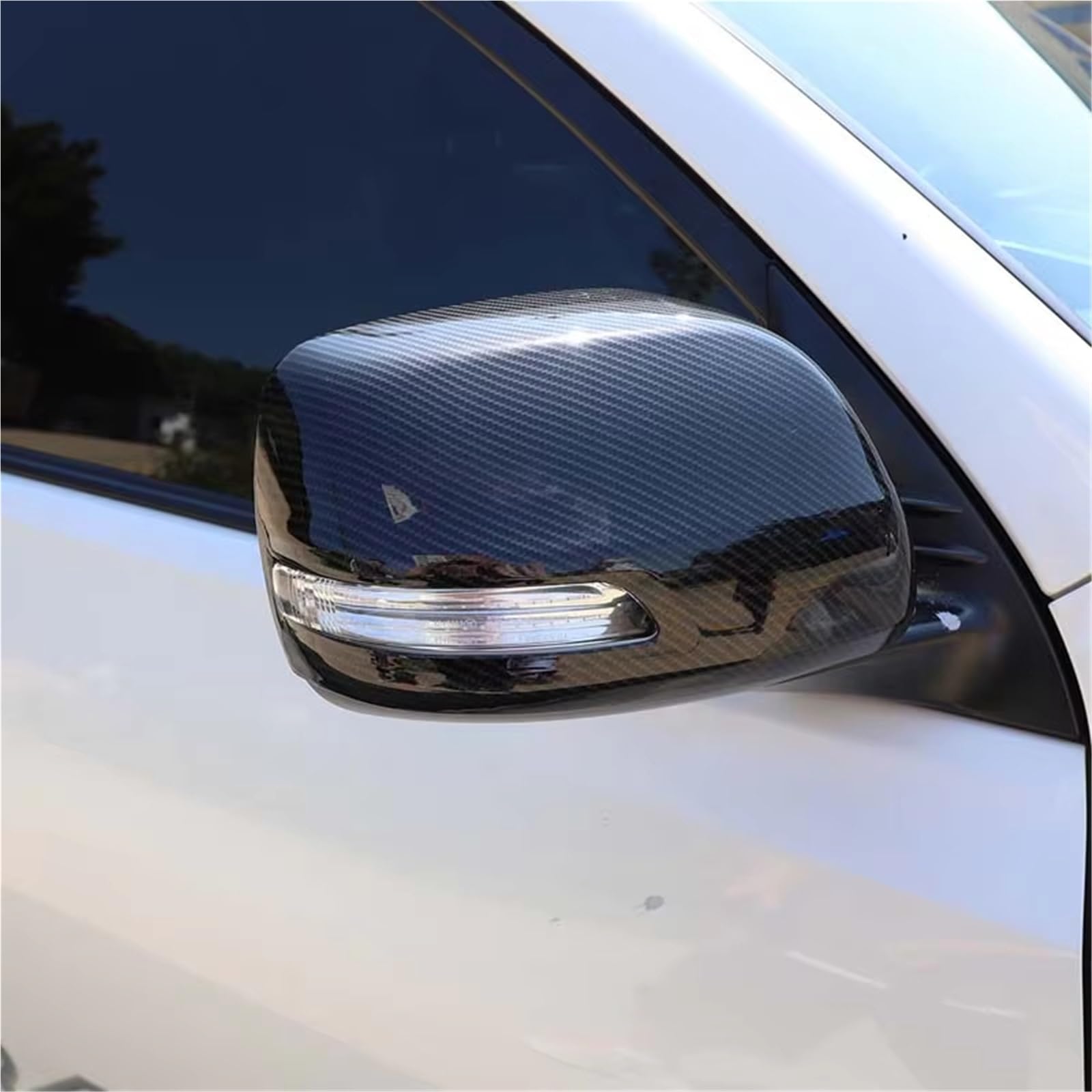 Carcasa Espejo Retrovisor Moldura Para Espejo Retrovisor Lateral De Coche ABS Cromado Para Toyota Para Land Para Cruiser Para Prado FJ150 150 2010-2019 Tapa Espejo(Fibra de carbon)
