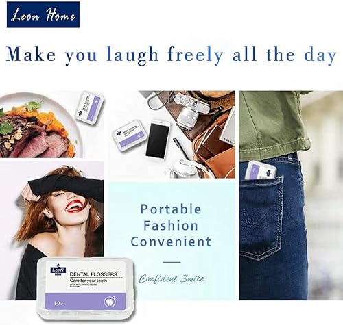 Miniatura 5 de Púas de hilo dental sin encerar, 300 piezas con funda de transporte de viaje, hilo dental de limpieza profunda de plástico para tu cuidado bucal