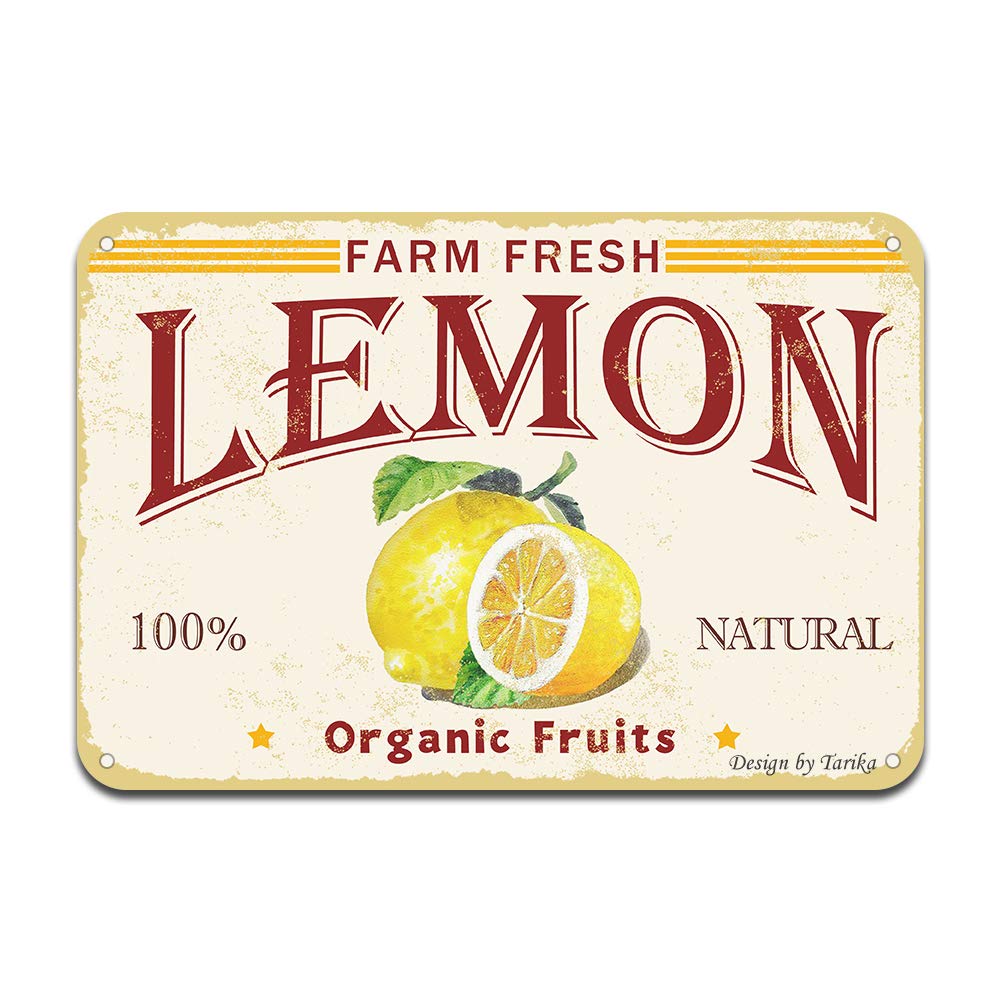 Farm Fresh Lemon Nature Organic Fruit Iron Poster Painting Tin Sign Vintage Wall Decor for Cafe Bar Pub Home Beer Decoration Crafts