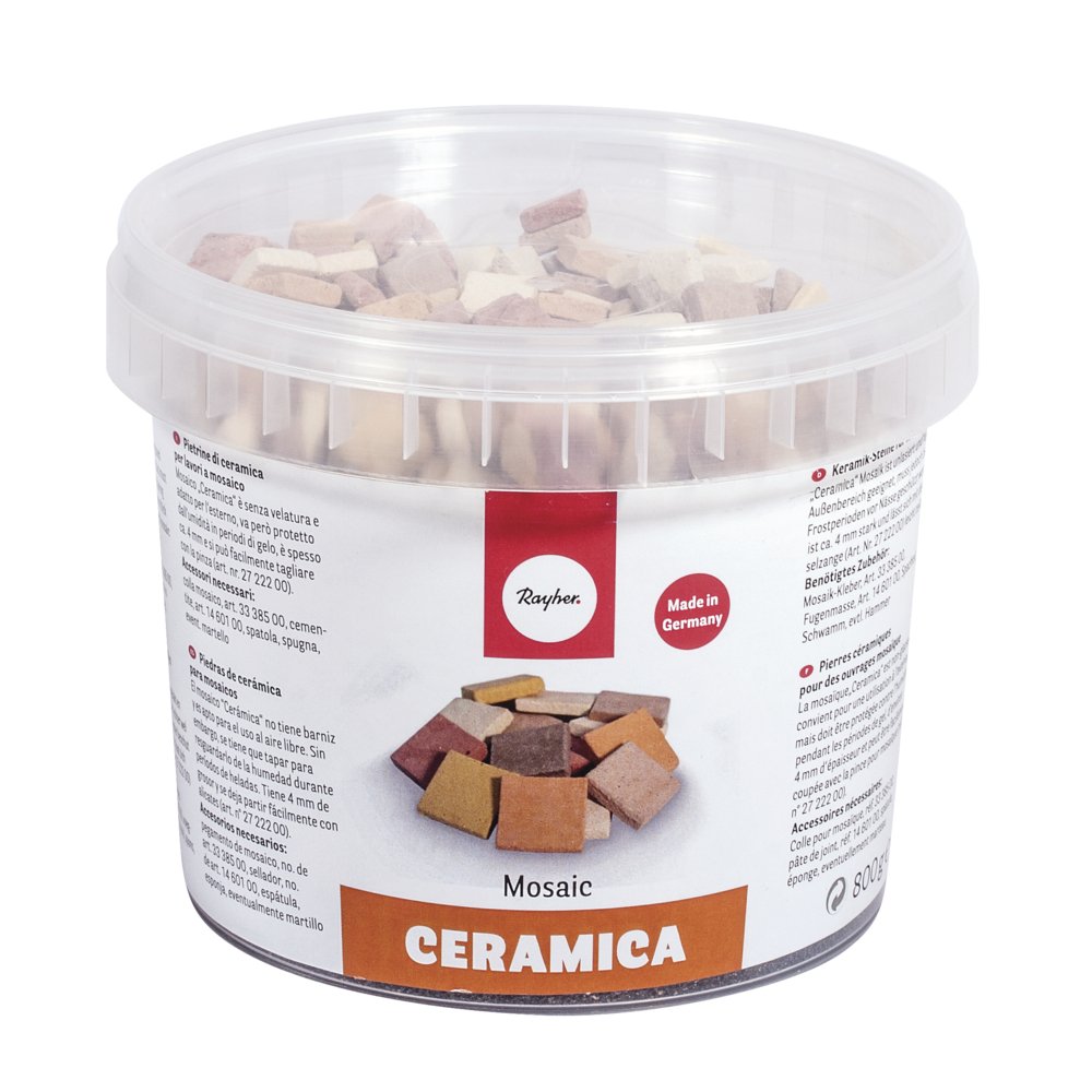 Rayher Assortiment de pierres de mosaïque CERAMICA, nature, 1x1cm, 1 pot d’env. 780 pces (800g), céramique résistante au gel/chaleur, intérieur, extérieur, loisir, artisanat-1453231