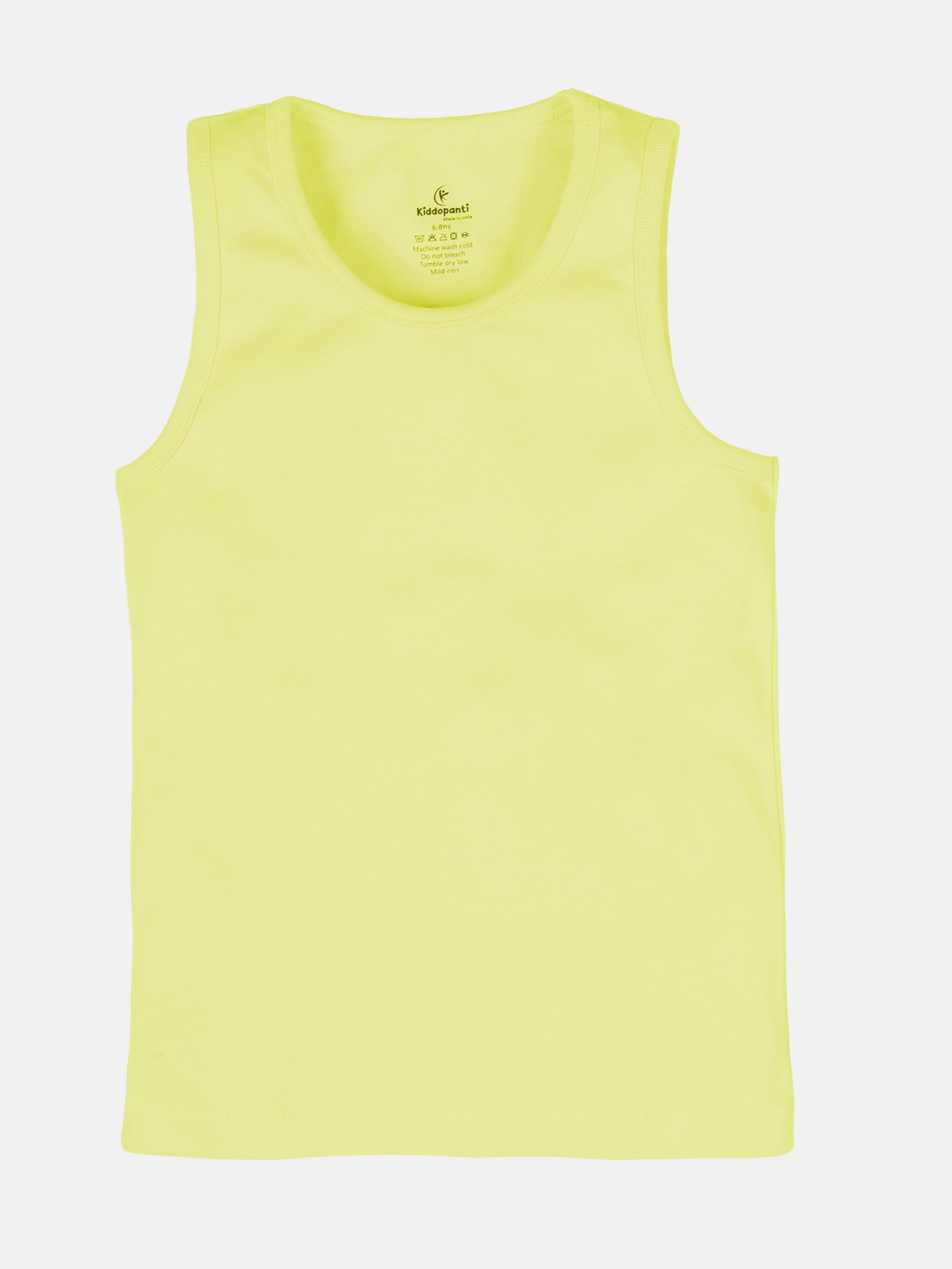 KiddoPanti Boys Regular Fit Solid Vest | 100% Cotton Rib Fabric | U Neck Light Weight | Sleeveless Design | Boys Vest Pack of 3, Black/Popcorn Yellow/Dusty Brown - 6-8Y - Image 4 thumbnail
