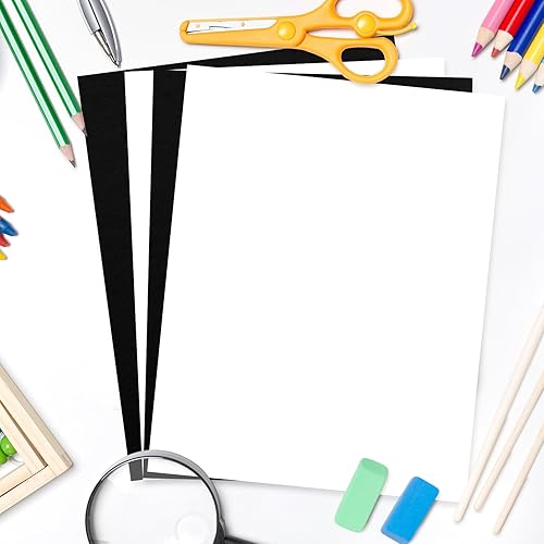 Miniatura 5 de Whaline 30 hojas de 8.5 x 11 pulgadas, color blanco y negro, papel de papel de álbum de recortes de núcleo sólido para impresión, suministros de