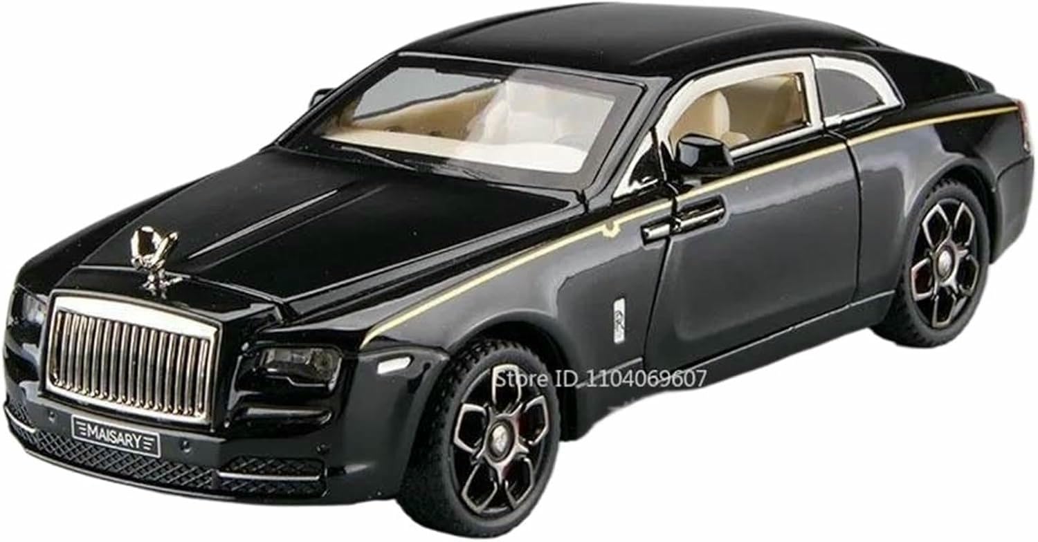 Deaver For Wraith Black Diecast 1:32 For Rolls-Royce For Cullinan For Wraith Scale Alloy Car Models Realistic Openable Door Finished Vehicle Model Collection(For Wraith Black)