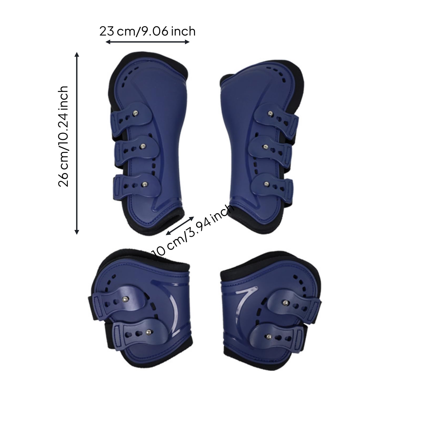 4 Stück Pferdegamaschen anatomisch geformt Gamaschen Pferdeschützer für Reiter, Array, Blau